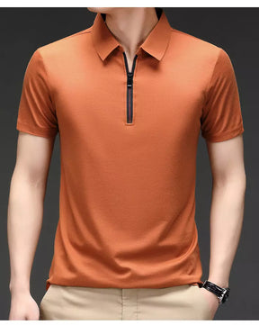 Camisa Polo Zíper Martin em Seda Gelo