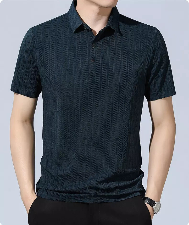 Camisa Polo em Seda Gelo