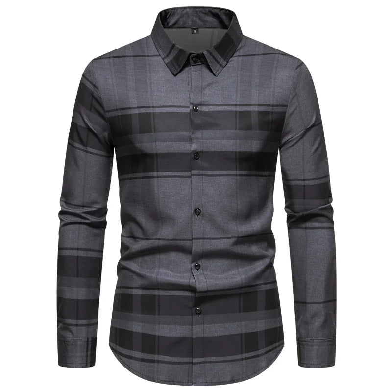 Camisa Social Masculina Manga Longa Monocromática