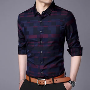 Camisa Social Masculina 2025 Design Xadrez