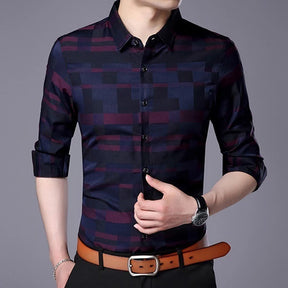 Camisa Social Masculina 2025 Design Xadrez