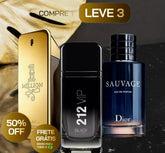 KIT 3 Perfumes Masculinos Importados (100 ml cada) - 212 Vip Black | Sauvage Dior | One Milion - Ziomen