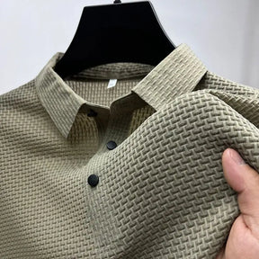 Camisa Polo Texturizada em Seda Gelo