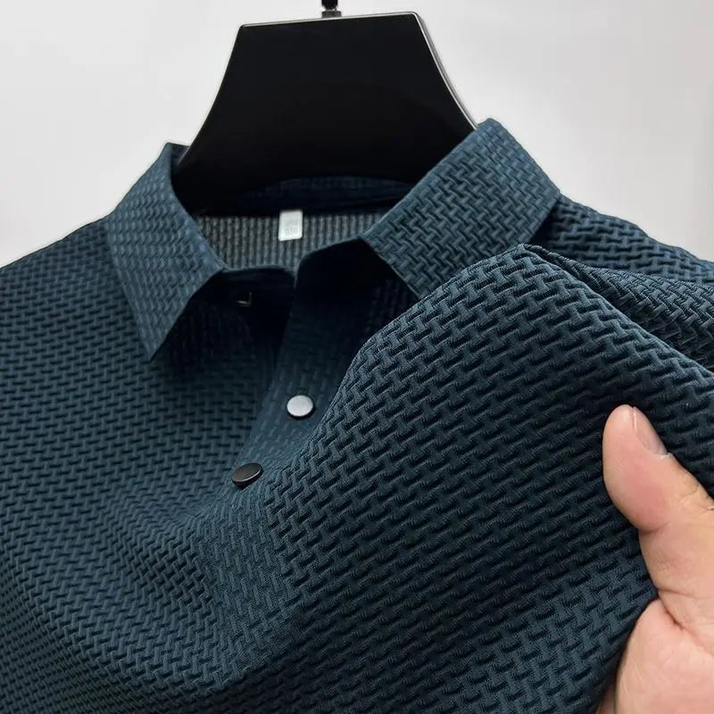 Camisa Polo Texturizada em Seda Gelo