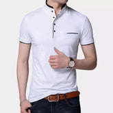 Camisa Polo Gola Mandarim - Branca