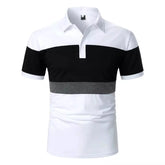 Camisa Polo Casual Listrado - Preta