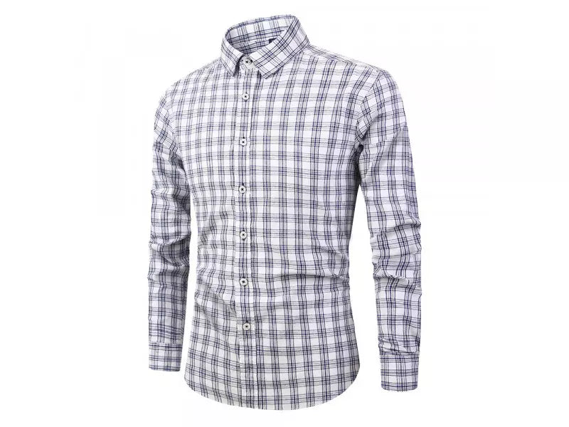 Camisa Social Xadrez Vintage - branco